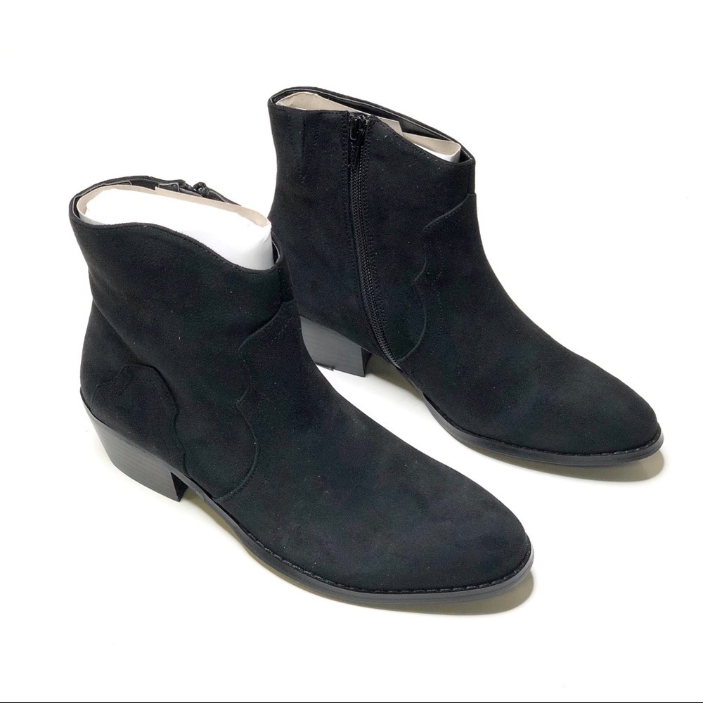 Comfortview Black Ankle Booties Faux Suede Low Heel Zip Size 7.5 NIB